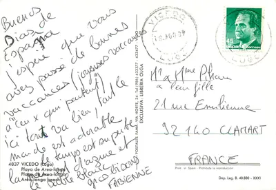 Praia de Area-longa — Vigo, Espanha — Livraria Olga — Verso