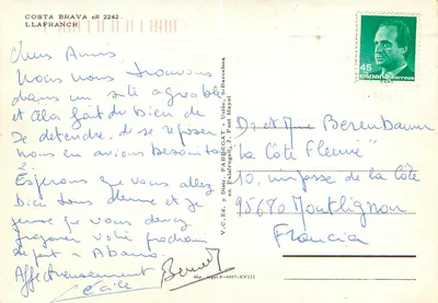 Pływa Llafranch — Costa Brava — wydawca V.C. Ed. y Diatr. FABREGAT, nr 2242 — Rewers