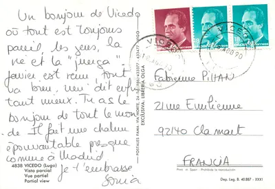 Vicedo — vista parcial — POSTALES OLGA — Verso