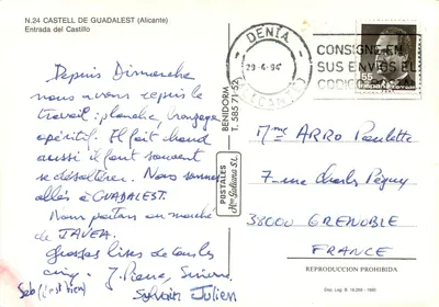 Zamek Guadalest — widok z wejścia na zamek — wydawca Benidorm Postales S.L., nr N.24 — Rewers