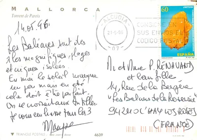 Canyon de Cala Varques — Mallorca — Triangle Postals — Verso