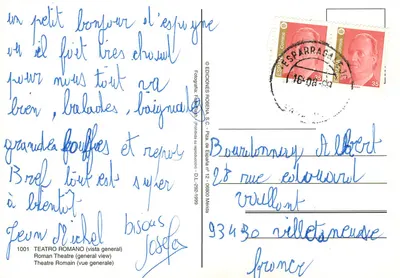 Teatr rzymski w Méridzie — Zasobność ludzkości — Éditions Robena, n° 1001 — Rewers