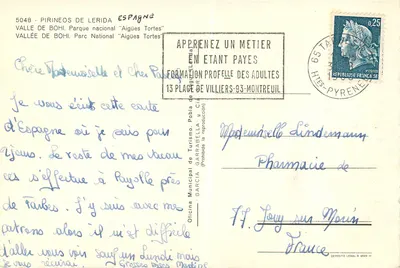Jezioro w Pirenejach Lérida — Dolina Bohí — Narodowy Park 'Aigües Tortes' — wydawca Pobla de Garrabella — Rewers