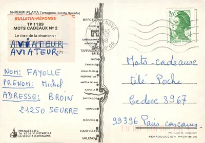 Miami Playa — Tarragone (Costa Dorada) — Postais e B.G. — Verso