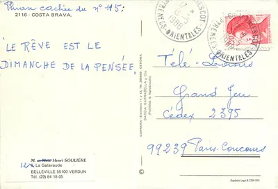 Costa Brava — Château de la Galavaude — éditeur Garcia Garrabella, n° 445 — Verso
