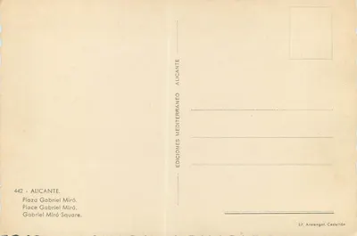 Platz Gabriel Miró — Alicante — Éditions Méditerranée — Rückseite