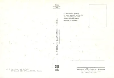 Cuevas de Canalobre — Alicante — Editor A. Subirats Casanovas, n°6 — Verso