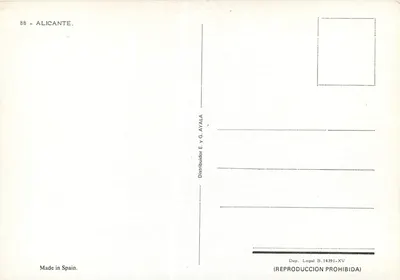 Alicante — vue panoramique — éditeur Ayala — Verso