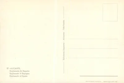 Alicante — Esplanada de España — Éditions Juquemo, Gráfica Manén, Barcelone — Rewers