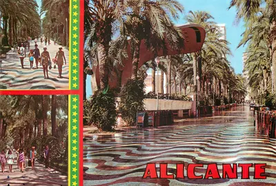 Alicante — vista da promenade cercada de palmeiras — editor Vipa, n° 7018
