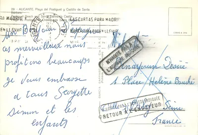 Alicante - Praia do Postiguet e Castelo de Santa Bárbara — editor LAS CARTAS PARA MADRID, n°29 — Verso