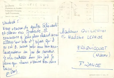 Alicante — Esplanada Hiszpanii — wydawca Y. Puig-Ferrán, seria II nr 6600 — Rewers