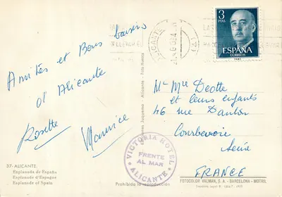 Esplanada da Espanha — Alicante — Editor Fotocolor Valman, n°37 — Verso
