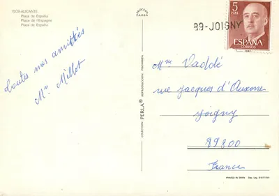 Alicante — Plaza de España — Verlag PERLA, Nr. 1509 — Rückseite