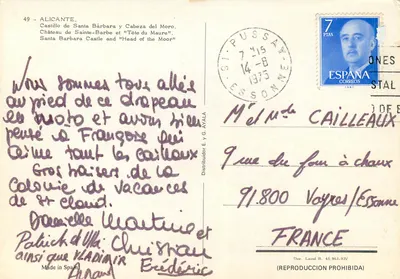 Alicante — Castelo de Santa Bárbara e "Cabeça do Mouro" — Distribuidor E. y G. Ayala — Verso