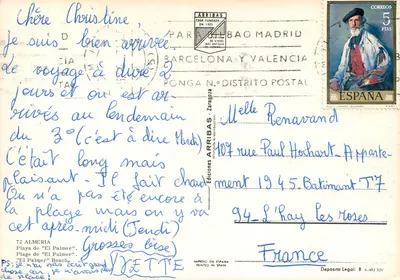 Praia de 'El Palmer' — Almería — Éditions Arribas, N° 72 — Verso