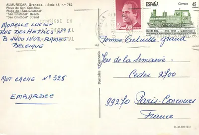 Almuñécar - Playa de San Cristóbal — seria 45, nr 752, wydawca Postales Granada — Rewers