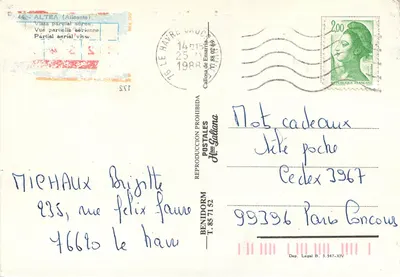 Altea — vista aérea — editor Benidorm, n° 44 — Verso