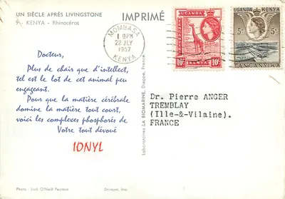 Rhinocer — Kenia — Wydane przez Draeger, Francja — Rewers