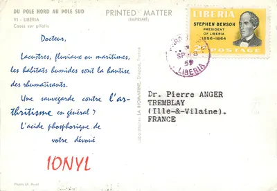 Vila fluvial na floresta tropical — Libéria — Editor: Photo M. Huet, França — Verso