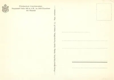 Vaduz — Stolica Liechtensteinu — Foto Baron Falz-Fein — Rewers
