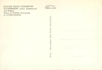 Zamek Vaduz — Krajina Liechtensteinu — wydawca Mexichrome, nr 56.704 — Rewers