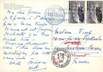 Malbun 1650 m — Krajyna Princypa Lichtenstein — Alpenhotel Malbun, Kozioł, Cerkiew, Alpenrosy, Edelweiss — Rewers