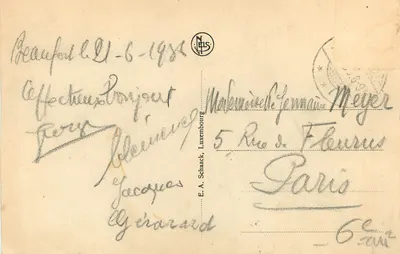 Beaufort - As Ruínas — Pequena Suíça Luxemburguesa — E.A. Schaaack — Verso
