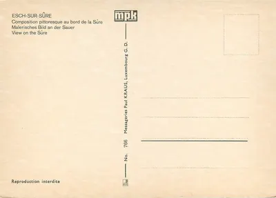 Esch-sur-Sûre — Widok malowniczy nad rzeką Sûre — mpk, nr 766 — Rewers