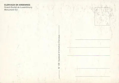 Statua żołnierza — Clervaux w Ardenach — Syndicat d'Initiative Clervaux — Rewers
