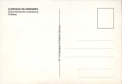 Castelo de Clervaux — Grande-Ducado do Luxemburgo — editor Syndicat d'Initiative Clervaux, n° 113 — Verso