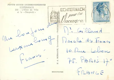 Echternach — Hotel de Ville i „Dingstuhl” — E. A. Schäack, MEXICHROME — Rewers