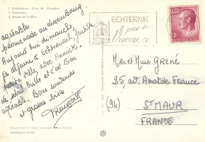 Echternach — panorama e paisagens — Messageries Paul Kraus — Verso