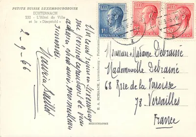 Echternach — Widok na Hôtel de Ville i « Dingstuhl » — E. A. Schack — Rewers