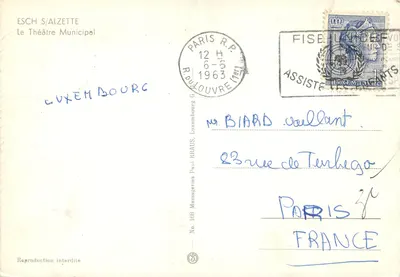 Esch-sur-Alzette — Stadttheater — Messageries Paul RRAUS, Nr. 168 — Rückseite