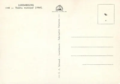 Teatro Municipal — Luxemburgo — Editor E. A. Schaack, n° 1144 — Verso