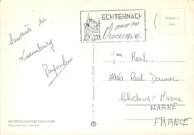 Luxemburgo — vista panorâmica e monumentos — Messageries Paul Kraus, No. 63 — Verso