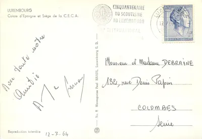 Palácio de Justiça do Luxemburgo — vista panorâmica — Messageries Paul Hraus, No. 8 — Verso