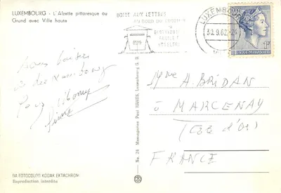 Luxemburgo - A pitoresca Alzette no Grund com Ville haute — Messageries Paul HRAUS, No. 24 — Verso