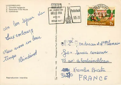 Luxemburgo — Panorama — Messageries Paul Kraus, No. 146 — Verso