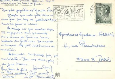Widok z powietrza z Luksemburgu — Messageries Paul Kraus, n° 45 — Rewers