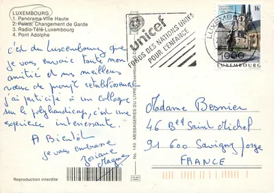Luxembourg — panorama Miasta Górnego, Pałac Strażnika, Radio-Télé-Luxembourg, Most Adolphe — Rewers