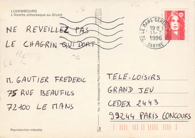 A Alzette pitoresca no Grund — Luxemburguês, No. 16 — Verso