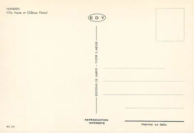 Vianden — Cidade Alta e Castelo Feudal — Edições EDY — Verso