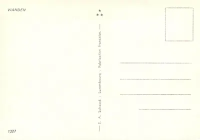 Vianden — Zamek, przepływ i widok nocny — E. A. Schaack, nr 1327 — Rewers