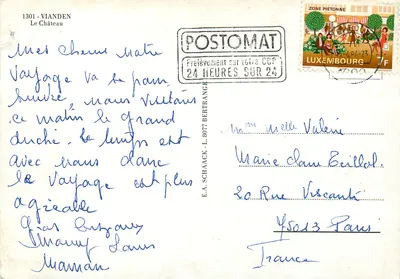 Castelo de Vianden — Luxemburgo — editor desconhecido, n° de série não visível — Verso