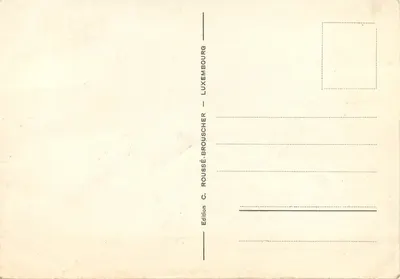 Gran Ducado de Luxemburgo — mapa geográfico con retrato de S.A.R. la Gran Duquesa Charlotte — Edición C. ROUSSÉ-BROUSCHER — Reverso