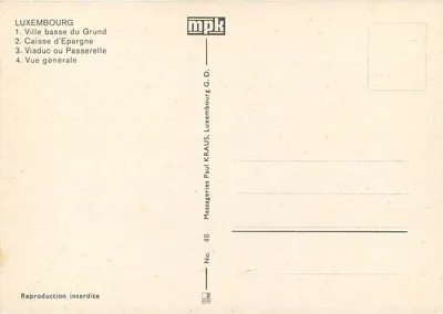 Luxemburgo — Lembrete de Luxemburgo — R. Louis — Verso