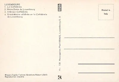 Luxemburgo – Catedral de Nossa Senhora – Messageries Paul Kraus, n° 138 — Verso