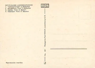 Pequena Suíça Luxemburguesa — 4 vistas — Messageries Paul Kraus G.D. — Verso